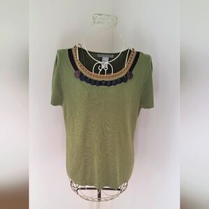 Vintage 90's Requirements Ribbed Boho Top, Size XL.